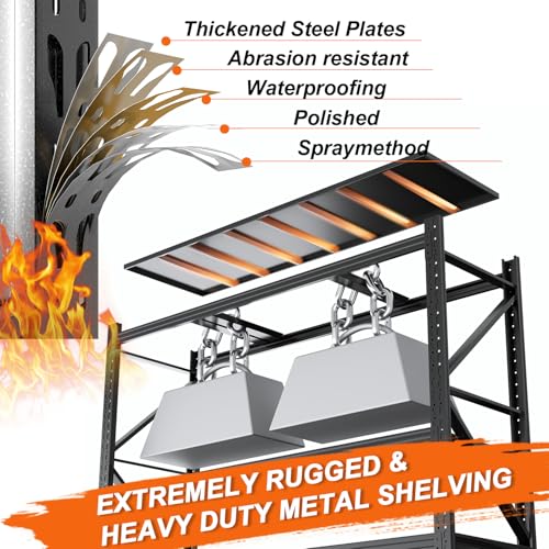 Metal Garage Shelving Unit, Heavy Duty Adjustable Industrial Storage Shelves, Steel Storage Rack for Garage, Warehouse, Basement, Black, 70.1" H x 71" W x 24" D, 1 Pack - size: 70.1"H x 71"W x 24"D