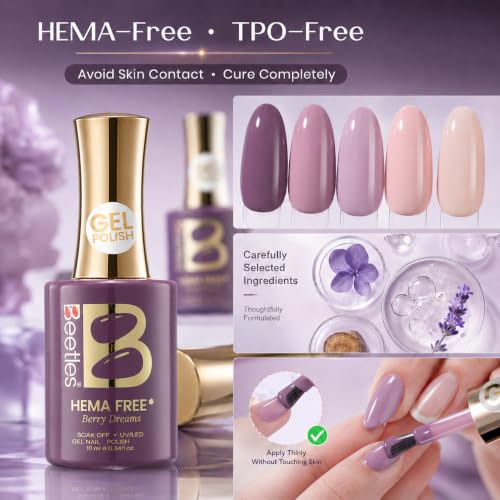 Beetles Purple Gel Nail Polish Set, 5 Colors Cat Eye Gel Gift Set - color: Refined Everyday