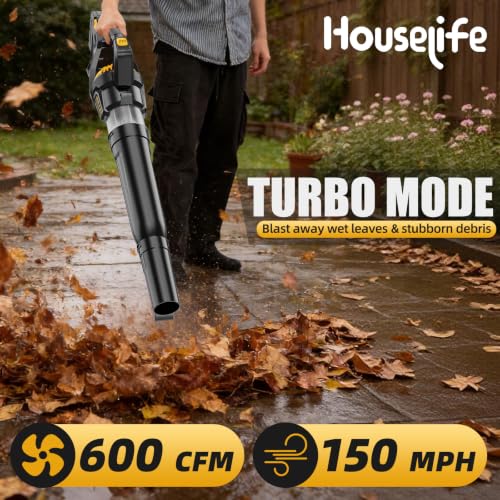 600 CFM Cordless Leaf Blower Compatible with DEWALT 20V MAX Battery - color: Yellow