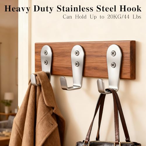 8 Pcs Stainless Steel Hooks for Hanging, Heavy Duty Hook, Wall Hooks Key Holder Wall Mount Hanger Coat Hook Garage Storage Screw Utility Hooks (Silver) - color: Silver