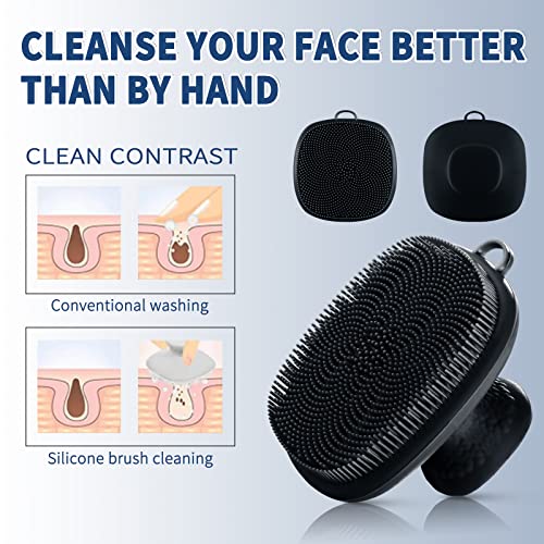 Face Scrubber, Silicone Face Scrubber for Men Facial Cleansing Brush Silicone Face Wash Brush Manual Waterproof Cleansing Skin Care Face Brushes for Exfoliating- Black - color: Black