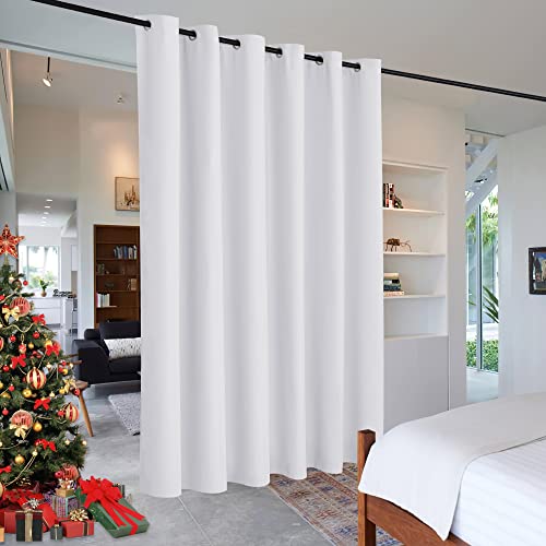 RYB HOME Extra Wide Curtains for Bedroom Closet Office Living Room Divider - color: Greyish White, size: 120"W x 84"L (Pack of 1)
