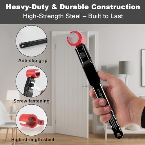 6 in 1 Door Hinge Adjustment Tool – Upgraded 0.39-0.98 inch Hinge Gap Adjusting Wrench Kit, Precision Door Hinge Repair Set for Eliminating Uneven Gaps & Noise (Red)