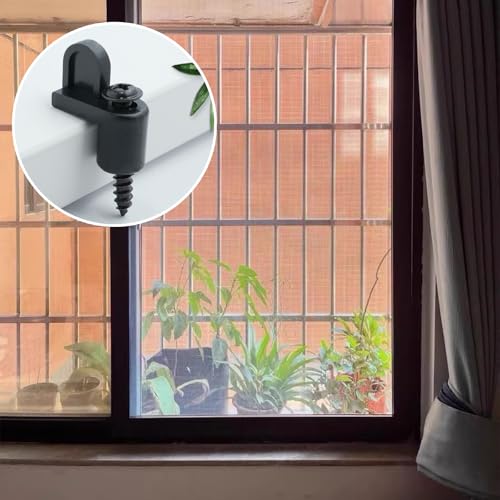 fallingstar 3/8 Inch Offset Window Screen Clips with Screws(15, Black) - color: Black