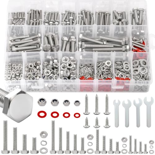 M3 M4 M5 M6 Hex Head Bolt Kit with Nylon Lock Nuts, 858Pcs - size: C. M3 M4 M5 M6