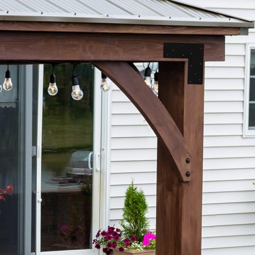 4 Pcs 13.2"x 5"L Shape Flat Bracket, Mending Plate with Black Powder-Coated Right Angle Brackets, Corner Bracket, L Shape Plate Fit 6x6,8x8 for Repair House,Furniture,Pavilion,Truss framing - style: L Shape(13.2"x13.2"x5")