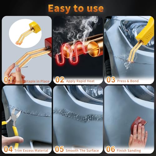 Plastic Welder Kit, 1200PCS Staples, Hot Stapler for Bumper Repair - color: Yellow