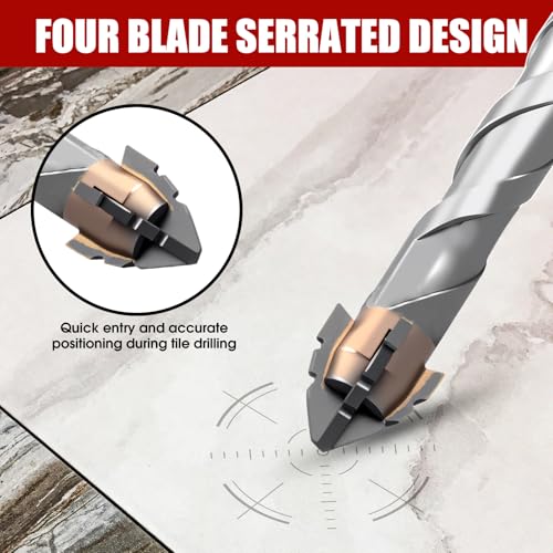 12-Piece Masonry Drill Bit Set, Concrete Drill Bit Set, 6 Sizes, 5/32"-1/2" - size: 5/32"-1/2" (12PCS)