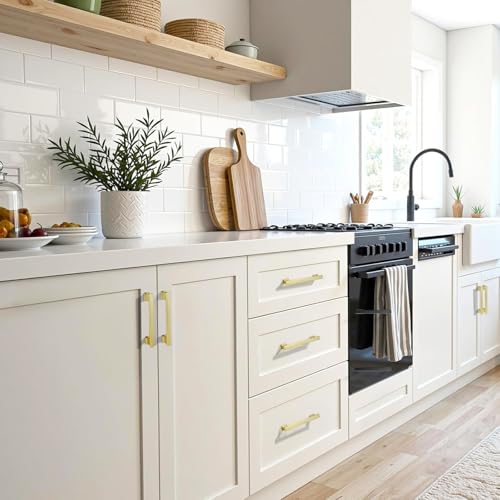 Brushed Brass Kitchen Square Cabinet Handles 3.75 Inch 10 Pack - color: Brushed Brass, size: 3.75"/96MM Hole Center