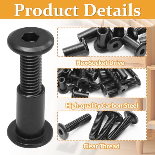 Biaungdo M6x20mm Black Hex Drive Socket Cap Bolt, 15 Sets - color: Black, size: M6x20mm