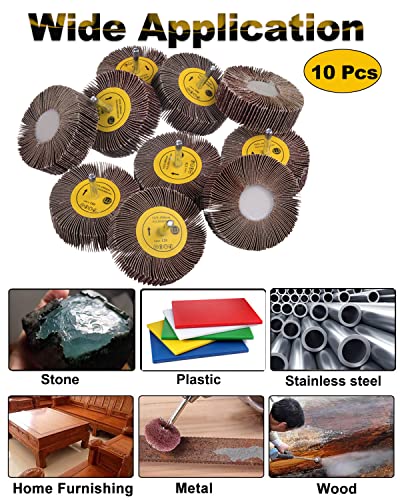Rocaris 1/4" Abrasive Flap Wheel Sander Set, 80 Grit Aluminum Oxide Flap Wheels Cylindrical Shape Sanding Wheel, 8 Sizes (10)
