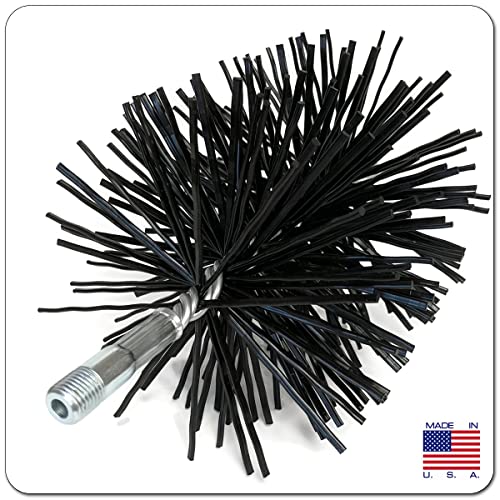 Midwest Hearth Poly Chimney Cleaning Brush, Round Polypropylene Bristles, Galvanized Steel Stem, 1/4" NPSM Fitting for Fiberglass Rod Kits, Made in USA – 6-Inch Round - size: 6-Inch Round