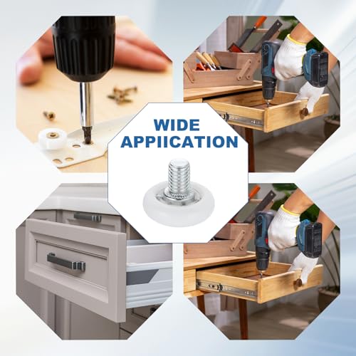 uxcell 12Pcs 19mm Drawer Rollers, M6 x 0.33" Thread Plastic Positioning Pulleys Curved Surface Small Drawer Pulley Bearing Replacement Wheel for Furniture Parts Cabinet Cupboard Slides - size: 19mm M6 x 0.33"