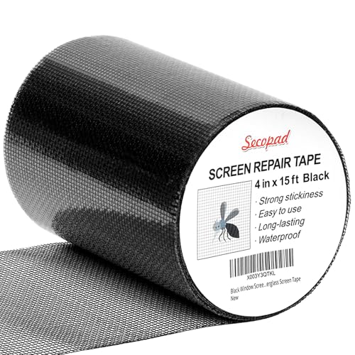 Secopad 4" x 180" (15FT) Screen Repair Tape, Screen Repair Kit, Black - color: Black, size: 4IN X 15FT