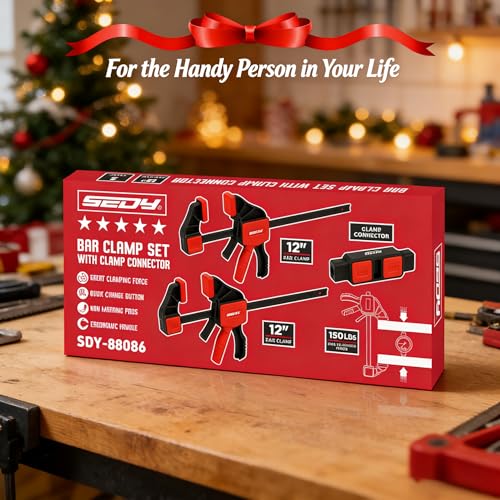 3-Pack 12 Inch Bar Clamps for Woodworking with Clamp Connector, 12" Quick-Release Wood Clamps with 150 LBS Load Limit, Trigger Clamp Set, One-Handed Clamps/Spreader Ideal for Woodworking DIY Projects - style: 12" (3-Pack) | Extends to 24"+