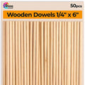 Wooden Dowel Rods 6 inch - 1/4 Hardwood Dowels - Craft Dowels for Woodworking Project 50 pcs - for Model Building Games Kids Crafts Handmade Gifts Home Decor - 1/4 - size: 1/4 - 6inch - 50pcs