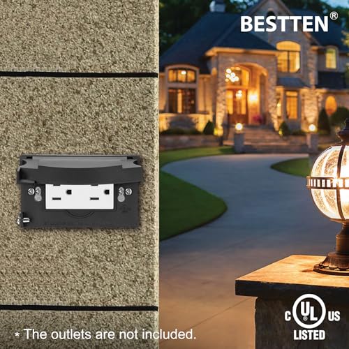 BESTTEN 3 PK 1-Gang Outdoor Outlet Wall Plate Cover, Standard Size, Black