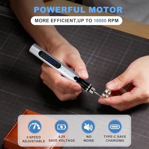 JANGKLIFE USB Rechargeable Engraving Pen with 42 Bits, Mini Rotary Tool kit,Engraver for Wood, Metal, Glass, and Plastic - Ideal for DIY, Jewelry, and Model Making