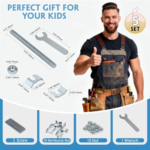 Countertop Miter Bolt Kit 5-Pack M8x100mm, Draw Bolt Connector for Butcher Block, Zip Bolt Fastener for Furniture Joints & Table Top Hardware (5)
