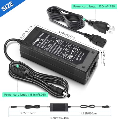 Facmogu 3 Prong DC 12V 3A 36W AC to DC Power Supply, Desktop Adpater - size: 12V 3A (3 Prong Plug)