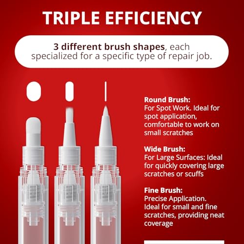 X-Protector Touch Up Paint Pen - 3 Refillable Pens with 3 Types of Brushes - style: Pack of 3, Refillable