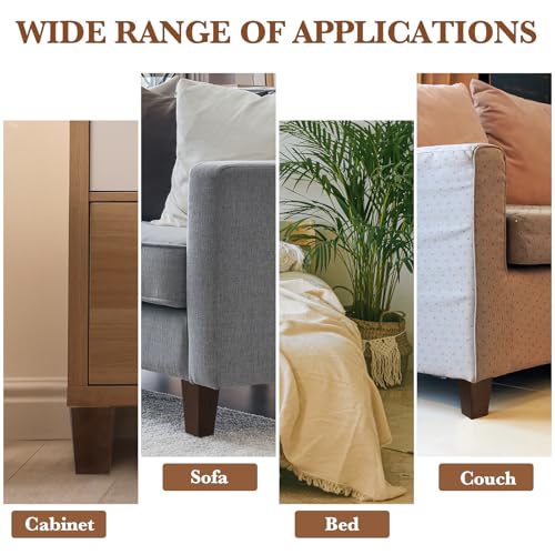 Hoteam 8 Pcs 5 Inch Square Wood Furniture Legs Couch Sofa Feet, Brown - size: 5 Inch