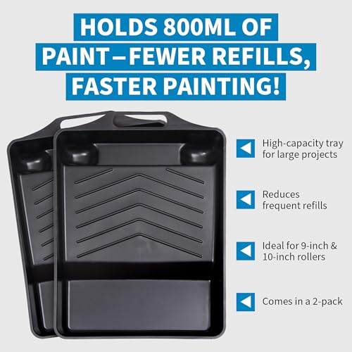 PD 11 Inch Paint Roller Tray, 2-Pack, Deep Pocket, Black Plastic - color: Tray (Black) – 2 Pack, size: 11-inch