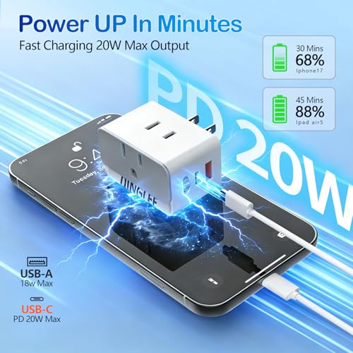 Outlet Extender 2 Pack, 2 AC Multi Plug Wall Outlet with 2 USB Ports - size: 2Pack