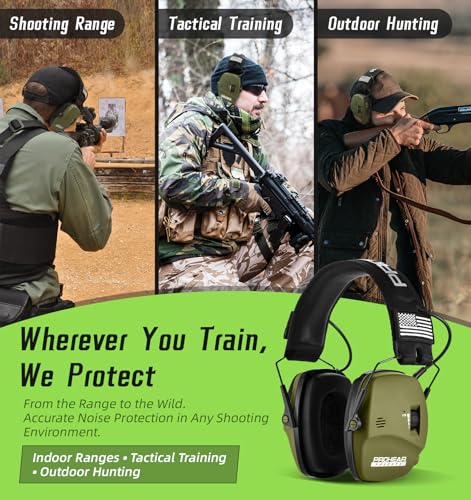 PROHEAR Digital Electronic Shooting Ear Protection 5X Sound Amplification Earmuffs, 23dB NRR Low Profile Noise Reduction Hearing Protection for Gun Range and Hunting, Green - style: Electronic 2.0 - Green