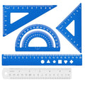 Honagu Triangular Ruler Set, 4+1Pieces Aluminum Alloy Ruler, Metal Drafting Ruler, Geometric Protractor for Students, School Office Supplies (Sky blue, 20cm) - color: Sky Blue