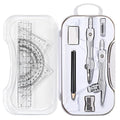 Unjoo Geometry Set 10 Pcs Student Supplies, Protractor and Compass (Grey） - color: Grey