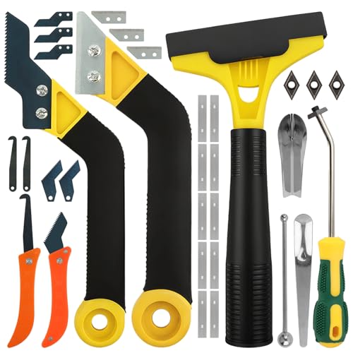 37Pack Grout Removal Tool Kit, 3 Tile Grout Saws 2 Hand Grouts Saw with Extra Cleaning Blades, Bathroom Showers Caulking Removal Tools for Cleaning Floor Tile Grouts Joints Corners