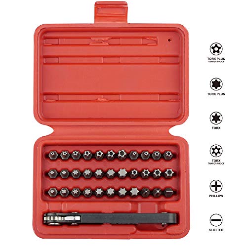 K403 Comprehensive Torx Bit Set with Mini Ratchet Wrench, 1/4-Inch Drive, 34-Piece - size: Comprehensive Torx