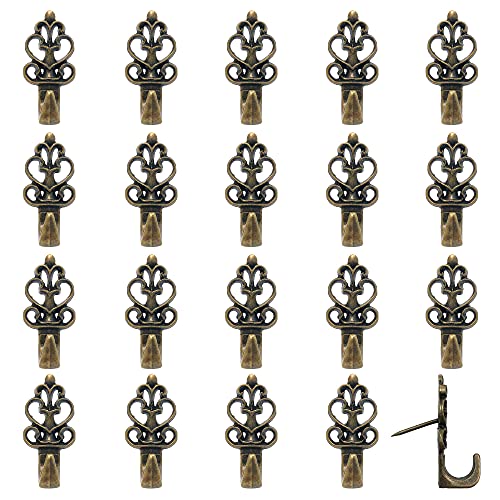 Push Pin Hangers，20 Pcs Zinc Alloy Pin Hooks Picture Hanging Nails for Home Office Fabric Wall Wooden (Bronze) - style: Bronze