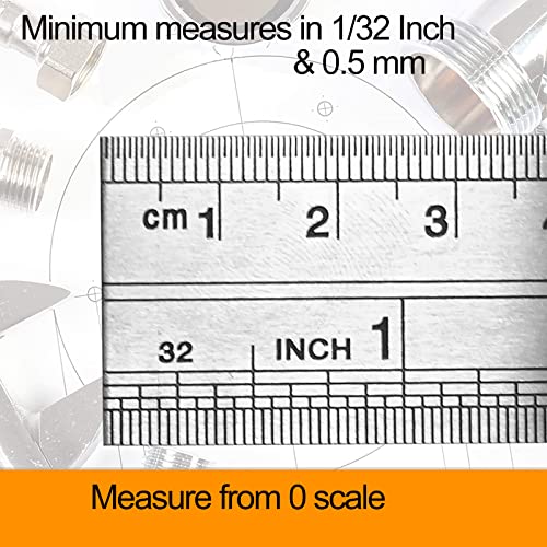 YouOKLight Stainless Steel Ruler 2-Pack, 12 Inch & 30 cm Metal Ruler Dual Scale, Flexible Yet Durable Metric and Imperial for Drawing, Engineering, Sewing, School, Office – Silver