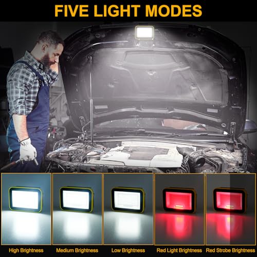 2-Pack 40W Rechargeable LED Work Lights, Portable Flood Light