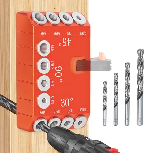 Aluminum Drill Guide Jig 30 45 90 Degree Angle 4 Sizes for Angled and Straight Holes, Portable Durable Cable Railing Drilling Template Block for Deck Stair Handrail DG12 - size: Without F clamp