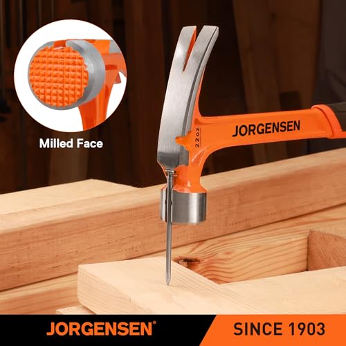 JORGENSEN 22 oz One-piece Forged Framing Claw Hammer with Nail Holder - size: 22 oz