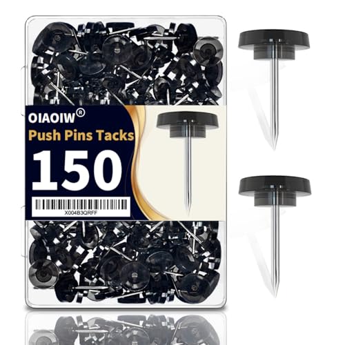 150PCS Black Clear Thumb Tacks for wall Push pins thumbtacks for Hanging - color: Clear Black