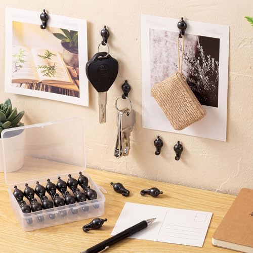 Hotop 30 Pieces Pin Hooks Push Pin Hangers, 20 lbs Push Hanger, Picture Hanging Nails for Home Office Fabric Wall Wooden (Retro Style,Black) - color: Black, style: Retro Style