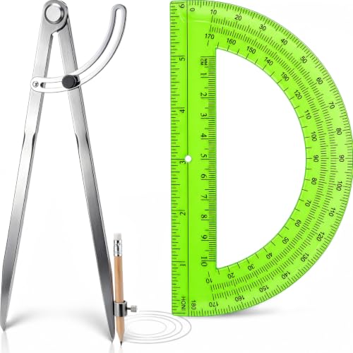 12 Inch Professional Compass for Woodworking with Wing & Protractor, Green - color: Green, size: 12 Inch