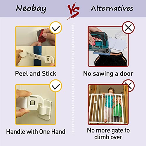Neobay Adjustable Door Strap and Latch, Damage-Free Cat Door Latch to Keep Large Dog Out of Litter Box, Economical Alternative of Pet Gates and Interior Cat Door, Magnetic with Stopper 1 Pack - style: Magnetic With Stopper 1 Pack