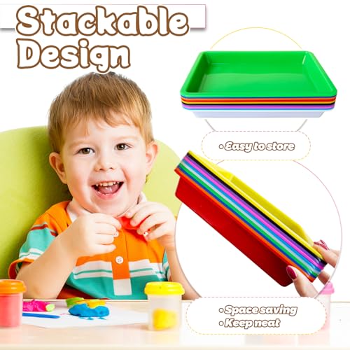 10 Pack Multicolor Plastic Art Trays,10 Colors Activity Crafts Tray,Colorful Art Organizer Trays,Art Serving Tray for DIY Projects,Painting,Beads,Home School Crafts - style: 10PCS 10 Colors