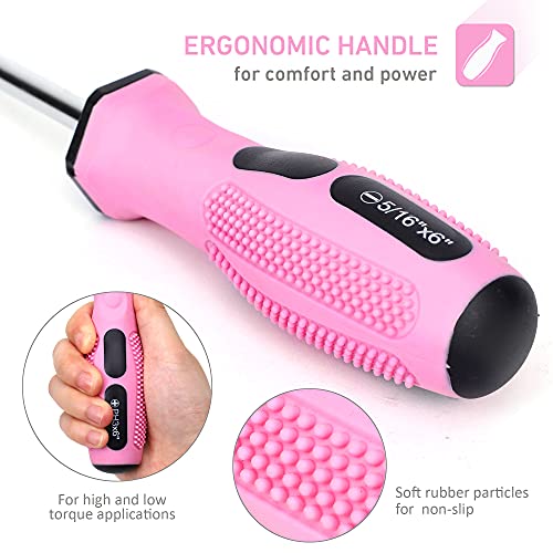 FASTPRO 8-Piece Pink Magnetic Screwdrivers Set - color: Pink