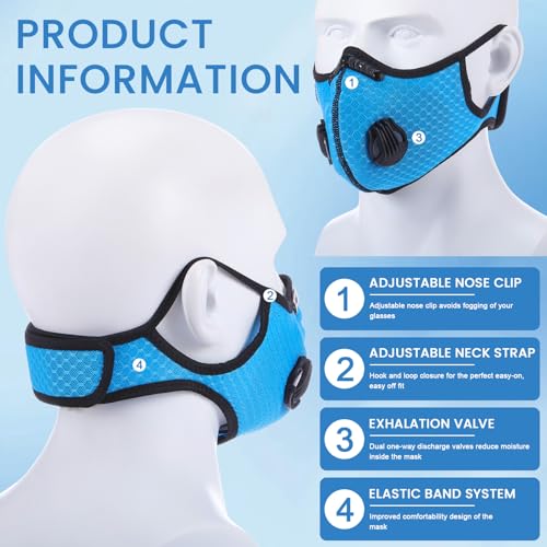 Threlaco 6 Pcs Dust Mask Reusable Respirator Mask - color: Black, Dark Blue, Sky Blue, Dark Gray, Rose Red,white