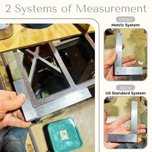Machinist Square with Scale 2, 3, 4, 6 Inch, Atarvana 90 Degree Carpenter Square, Harden Carbon Steel Engineer Square Hard Steel Construction for Precision Layout and Measurement Woodworking