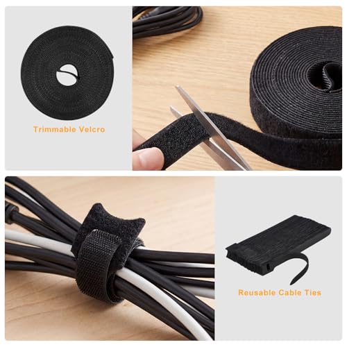 285 PCS Cable Management Kit - for Computer TV Under Desk - Black