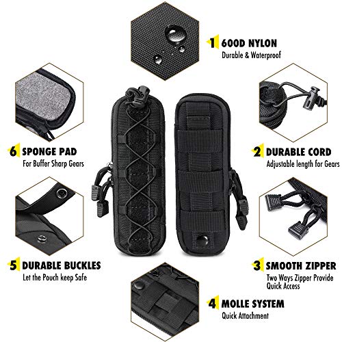 WYNEX Tactical Small Molle Pouch Nylon Knife Sheath for Belt Hunting Gear - color: Black - Small