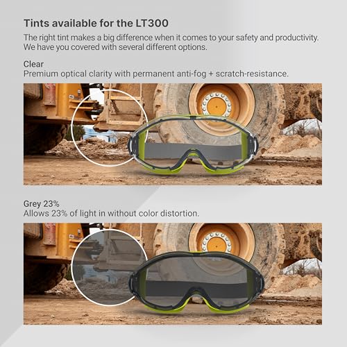 HexArmor LT300 - style: Grey 23% Lens Anti-fog, Cloth Strap