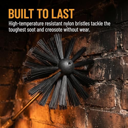 DOITOOL 2 Pcs 4 Inch Chimney Brush Head, Fireplace Cleaner Dryer Vent Cleaner, Flexible Nylon Chimney Sweep Cleaning Brush for Fireplace, Vent Pip, Stove Pipes, Works with Most Rod Sets